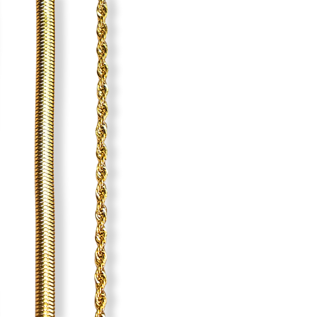 Gold Herringbone Necklace Set