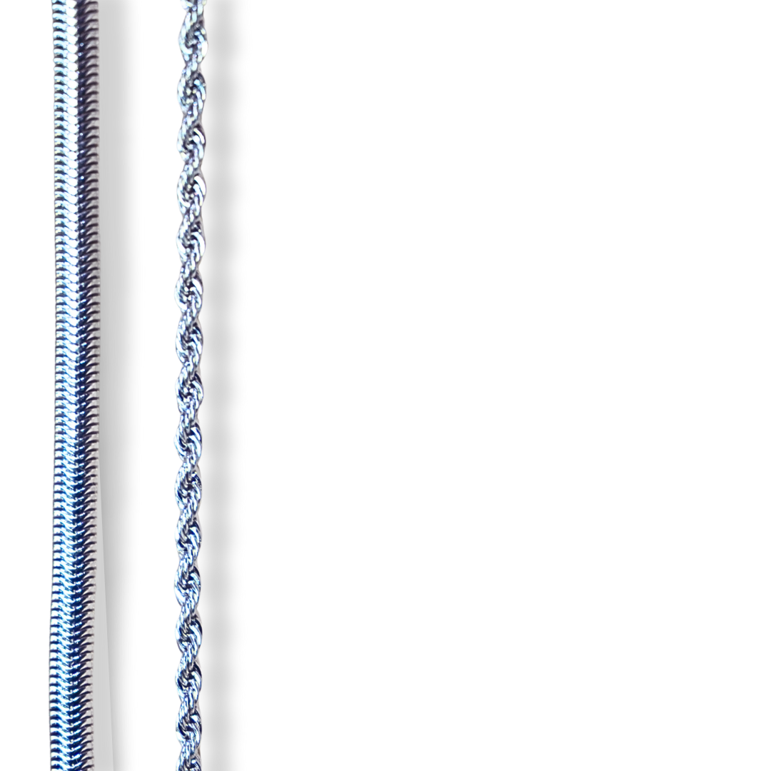 Silver Herringbone Necklace Set