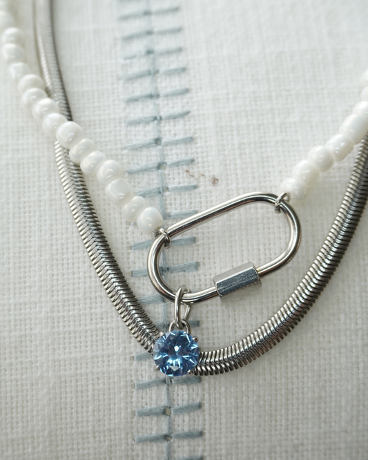 Chain Link Pearl Bead Necklace