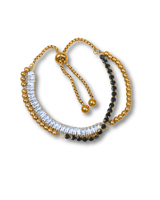 Twin Onyx Adjustable Bracelet